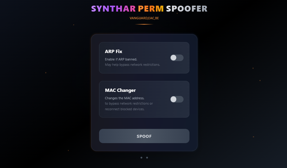 Synthar.cc Spoofer Interface
